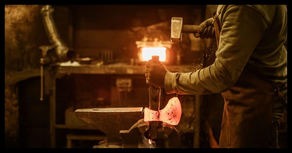 Blacksmith, working hard.